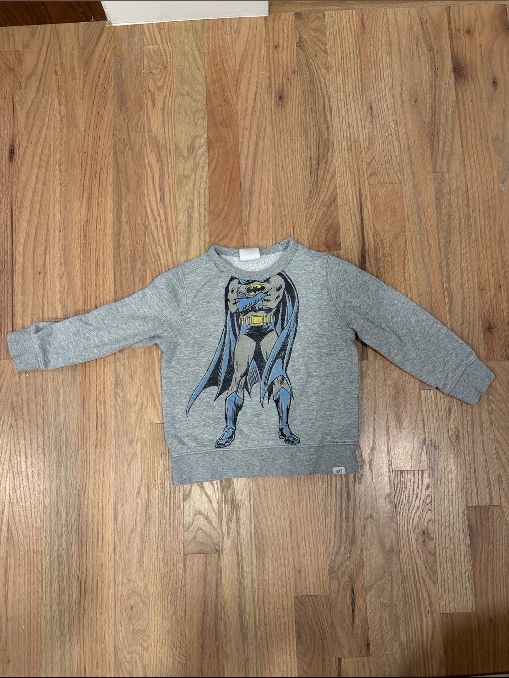 GAP Gray Sweatshirt with Blue & Yellow Batman Graphic